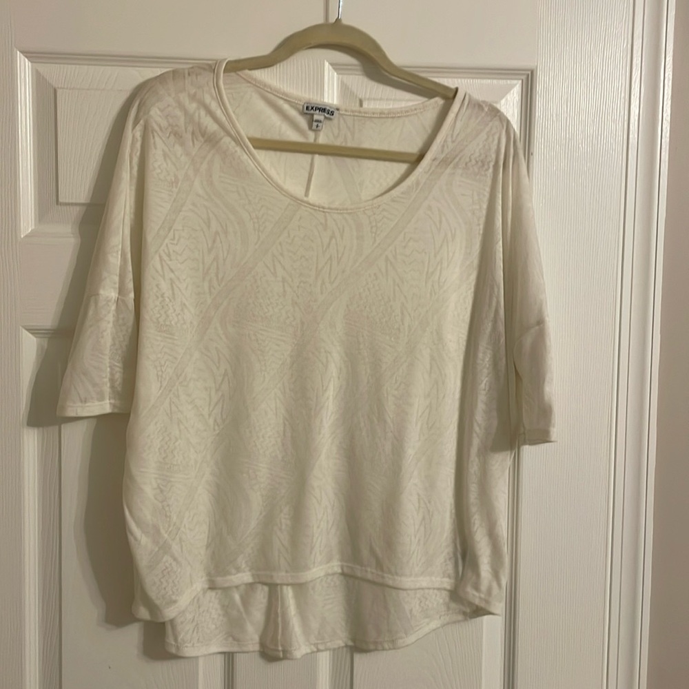 Cream colored, sheer, tribal T-shirt